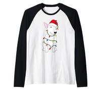 English Bull Terrier Lumières de Sapin de Noël pour Amoureux des Chiens Manche Raglan