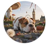English Bulldog 1000 Pièces Puzzle Circulaire - Adultes & Enfants, Chien de Compagnie, Décoration Moderne, Jeu, Cadeau Unique, Difficile (67.5x67.5cm)