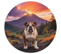 English Bulldog, Puzzle Circulaire 1000 Pièces Enrichi Dechien de Compagnie, pour Esprit Curieux Et Aimant Les Défis Visuels 1000pcs (67.5x67.5cm)