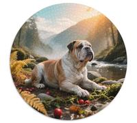 English Bulldog, Puzzle Rond 1000 Pièces À Motifchien de Compagnie, Parfait pour Passer Un Moment Ludique en Famille 1000pcs (67.5x67.5cm)