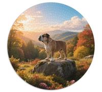 English Bulldog, Puzzle Rond Enrichissant De 1000 Pièces Avecchien de Compagnie, Activité Apaisante Après Le Travail 1000pcs (67.5x67.5cm)
