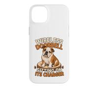 English Bulldog Wireless Doorbell Sitting on Its Charger Coque pour iPhone 14 Plus