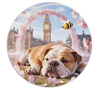 English Bulldog1000 Pièces pour Puzzles pour Adultes Et Enfants Chien de compagniePuzzle Circulaire, Puzzle Familial, Pression Réduite, Décoration, Cadeau, Difficile, Impossible1000pcs (67.5x67.5cm)