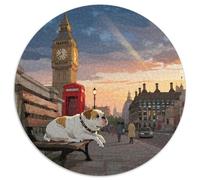 English Bulldog1000 Pièces pour Puzzles pour Adultes Et Enfants Chien de compagniePuzzle Circulaire, Décoration Moderne, Jeu, Cadeau Unique, Difficile, Impossible1000pcs (67.5x67.5cm)