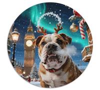 English Bulldog1000 Pièces pour Puzzles pour Adultes Et Enfants Chien de compagniePuzzle Circulaire, Jeu Éducatif, Challenge Toy, Décoration, Cadeau, Difficile, Impossible1000pcs (67.5x67.5cm)