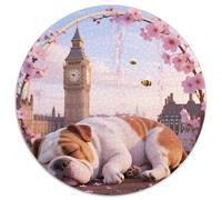 English Bulldog1000 Pièces pour Puzzles pour Adultes Et Enfants Chien de compagniePuzzle Rond, Doodle Puzzle, Décompression, Cadeau, Jouets Éducatifs, Difficile, Impossible1000pcs (67.5x67.5cm)