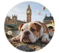 English Bulldog1000 Pièces pour Puzzles pour Adultes Et Enfants Chien de compagniePuzzle Rond, Jeu Éducatif, Challenge Toy, Décoration, Cadeau, Difficile, Impossible1000pcs (67.5x67.5cm)