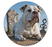 English Bulldog1000 Pièces pour Puzzles pour Adultes Et Enfants Pet DogPuzzle Rond, Décoration Moderne, Jeu, Cadeau Unique, Jouets Éducatifs, Difficile, Impossible1000pcs (67.5x67.5cm)