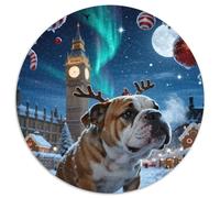 English Bulldog1000 Pièces Puzzles pour Adultes Et Enfants Chien de compagniePuzzle Circulaire, Doodle Puzzle, Décompression, Cadeau, Difficile, Impossible1000pcs (67.5x67.5cm)