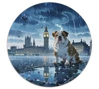 English Bulldog1000 Pièces Puzzles pour Adultes Et Enfants Chien de compagniePuzzle Circulaire, Jeu D'Intelligence, Art, Jouets Éducatifs, Difficile, Impossible1000pcs (67.5x67.5cm)