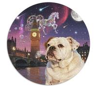English Bulldog1000 Pièces Puzzles pour Adultes Et Enfants Chien de compagniePuzzle Circulaire, Puzzle Familial, Pression Réduite, Cadeau, Difficile, Impossible1000pcs (67.5x67.5cm)