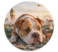 English Bulldog1000 Pièces Puzzles pour Adultes Et Enfants Chien de compagniePuzzle Rond, Décoration Moderne, Jeu, Cadeau Unique, Difficile, Impossible1000pcs (67.5x67.5cm)