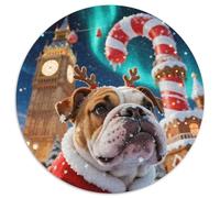 English Bulldog1000 Pièces Puzzles pour Adultes Et Enfants Chien de compagniePuzzle Rond, Doodle Puzzle, Décompression, Cadeau, Jouets Éducatifs, Difficile, Impossible1000pcs (67.5x67.5cm)