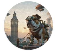 English Bulldog1000 Pièces Puzzles pour Adultes Et Enfants Chien de compagniePuzzle Rond, Puzzle Familial, Pression Réduite, Cadeau, Difficile, Impossible1000pcs (67.5x67.5cm)
