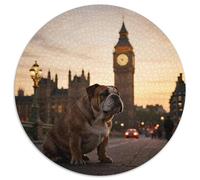 English Bulldog1000 Pièces Puzzles pour Adultes Et Enfants Chien de compagniePuzzle Rond, Puzzle Familial, Pression Réduite, Jouets Éducatifs, Difficile, Impossible1000pcs (67.5x67.5cm)