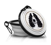 English Cocker Spaniel - Gamelle Pliable en Silicone Portable avec Mousqueton pour promenades et randonnées avec Vos Amis à Quatre Pattes. Pratique, légère, Pratique et Surtout Unique.