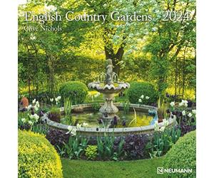 English Country Gardens Calendrier mural 2024 avec brochures 30 x 30 cm et 30 x 60 cm ouvert Motif jardin