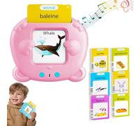 English Learning Talking Flash Cards for Toddlers,Talking Flash Cards for Toddlers,Apprendre À Parler Alphabet Couleurs Nombre Animaux,Carte Éducatif Jouet pour Enfants De 2 À 6 Ans-Pink