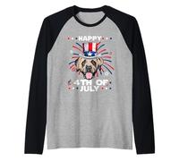 English Mastiff Dog Patriotic American 4th of July Dogs Manche Raglan