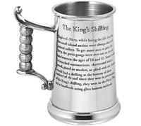 English Pewter Company HG170 Chope épaisse « The King's Shilling » Argenté Texte en Anglais