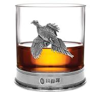 English Pewter Company Verre à whisky avec base en étain et motif de faisan [PHS104]