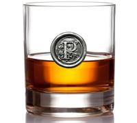English Pewter Company - Verre à whisky avec monogramme et initiale 325 ml - Personnalisable P claire