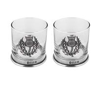 English Pewter Company Verre à Whisky en Verre - Chardon en Étain et Base en Étain [SG706]