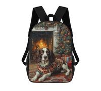 English Springer Spaniel by Fireplace Dog in Sweater Christmas Art Sacs À Dos Pour Enfants, Sac D'école Imprimé En 3D, Cartable Pour Enfants, Sac De Voyage, Sac À Dos Garçon Fille, Sac D'école Pour E