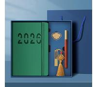 English-style 2026 Daily Planner Notebook with 365 Pages for Time Management, One Page per Day (Dark green gift box set)