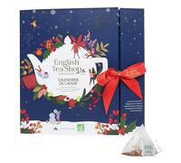 English Tea Shop - Calendrier de l'Avent thé et infusions biologiques - Livre bleu - 25 sachets pyramides à découvrir dans chaque case - Coffret cadeau Noël