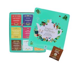 English Tea Shop - Coffret thés et infusions - Collection Ultimate - 72 sachets de thés et d'infusions bio dans une belle boiteen métal - 9 mélanges de thés - Coffret cadeau thé à offrir