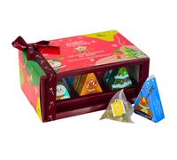 English Tea Shop - Coffret thés et tisanes de Noël biologique en forme de personnages pour décorer votre sapin - 12 mélanges en sachets pyramides - Idée cadeau
