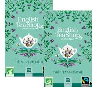 English Tea Shop - Thé vert bio menthe poivrée et menthe verte - Boîte de 20 sachets - Lot de 2