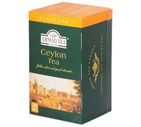 English Teas 563 Lot de 2 paquets de thé noir Ceylon en sachets Couleur dorée et caractère spécial Emballage aluminium et boîte en carton imprimée avec panorama anglais