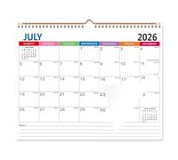 English Wall Calendar - 14.17x11.02 Inch 18 Month Planner | Twin Wire YO Spiral Binding Coated Paper 240g Vertical Grid Scheduling Organizer For Home Office Study Desk Task