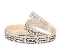 English Words Printed Ribbon | 1.3cm x 10 Yards Cotton Ribbon for Present Wrapping/Party Decorations/DIY Crafts | Custom Length Cut Without Fraying (Beige handmad square frame)