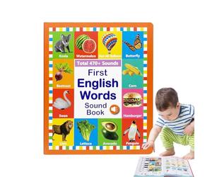English Words Speaking, Sound Reader 11.61x9.57 Inches Tool with Vocabulary Feature, Educational Learning Volume, Studying Aid with Talking Style, Primer for Kids and Boys