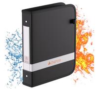ENGPOW Classeur ignifuge à 3 anneaux en D de 3,8 cm avec fermeture éclair, peut contenir 375 feuilles, antiadhésif, sans PVC, compatible avec les protecteurs de feuilles transparents, portable, école