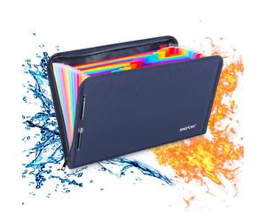 ENGPOW Porte-documents ignifuge, 13 poches, bleu