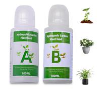 Engrais pour plantes hydroponiques, 2 bouteilles de nutriments hydroponiques universels 20-23 g/bouteille d'engrais pour plantes A et B pour d'intérieur, légumes, fruits et fleurs, nutriments