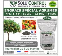 Engrais Spécial Agrumes 1,5 kg - SoluControl - Formulation haute qualité Organo-Minerale - Citronnier, Oranger, Mandarinier, Clémentinier, Pamplemoussier, Kumquat, Yuzu, Combava ...