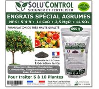 Engrais Spécial Agrumes 500 g - SoluControl - Formulation Organo-Minerale - Citronnier, Oranger, Mandarinier, Clémentinier…