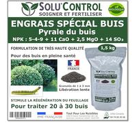 Engrais Spécial Buis 1,5 kg - SoluControl - Formulation haute qualité Organo-Minerale - Idéal après attaque de la chenille de la Pyrale ou maladies du buis