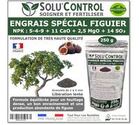 Engrais Spécial Figuier 250 g - SoluControl - NPK 5-4-9 - Croissance et Fructification - Riche en Calcium et Magnésium - Sachet Zip Refermable - Utilisable en Agriculture Biologique