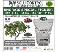 Engrais Spécial Figuier 3 kg - SoluControl - NPK 5-4-9 - Croissance et Fructification - Riche en Calcium et Magnésium - Sachet Zip Refermable - Utilisable en Agriculture Biologique
