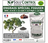 Engrais Spécial Figuier 500 g - SoluControl - NPK 5-4-9 - Croissance et Fructification - Riche en Calcium et Magnésium - Sachet Zip Refermable - Utilisable en Agriculture Biologique