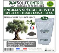 ENGRAIS Spécial OLIVIER 3 kg - SoluControl - Formulation haute qualité Organo-Minerale - NPK 5-4-9 - Utilisable en Agriculture BIOLOGIQUE