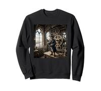 Engrenages d'horloge en Forme de Chat Steampunk - Design Victorien Vintage Sweatshirt