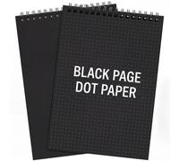 Engrowtic Lot de 2 carnets à spirales avec couverture rigide à pois - Format A5 - 21 x 14 cm - 140 pages - Pour dessin, écriture, école, bureau - Noir (page noire)