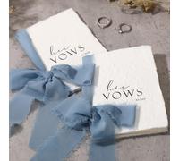 Engrowtic Lot de 2 livres de vœux de mariage avec rubans de 14 x 10,2 cm pour elle et lui - Bords déchirés à la main avec enveloppe de cire - Cadeau souvenir de mariage pour mariée, marié, couple